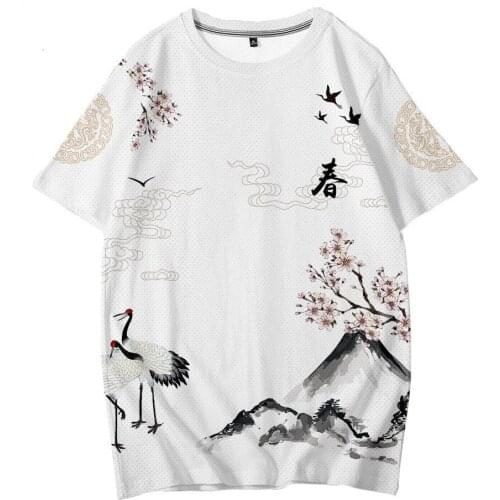 Summer National Tide Sports T-shirt Mens Mesh Hip-hop Trend Short-sleeved Shirt Crane Trend Five-point Sleeve Round Neck T-shir