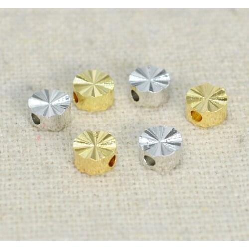 50pcs 5x2.5mm Metal Brass Gold Plated Beads 1.2mm Hole Round Flat Bead DIY Handmade Accessories For Jewelry Making