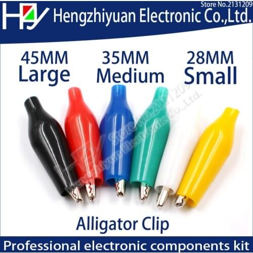 Nsulation Metal Alligator Clip Electric Test 28MM 35MM 45MM Lead colorful Red Black Blue Green White Yellow small crocodile clip