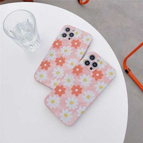 Lovely Shockproof White Daisy Phone Case For iPhone 11 12 Mini Pro XS MAX XR X 8 7 Plus SE 20 Soft Yellow Floral Back Cover Gift