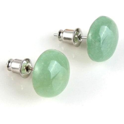 Trendy-beads New Stylish Silver Plated Natural Green Aventurine Half Ball Stud Earrings For Women Designs Jewelry