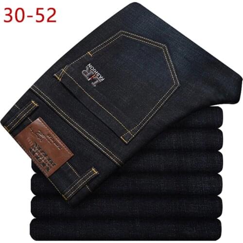 Plus Size Jeans Mens Classic Spring Autumn Stretch Black Denim Trousers Black Jeans Baggy Pants Loose Fit Designer Male Jeans 44