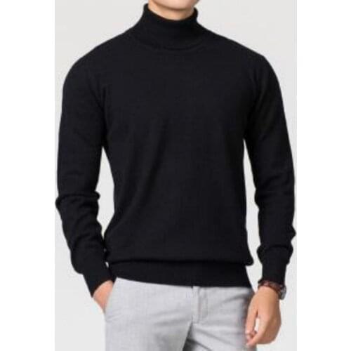 Men Winter Fall Turtleneck Cashmere Long Sleeves Sweater Autumn Clothes Fashion Classic Knitwear Warmth Solid Pullover Sweaters
