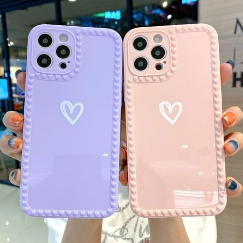 Soft Love Heart Candy Phone Case For iPhone 11 12 Pro Max 6 6S 7 8 Plus XR X XS MAX SE 2020 mini Protective Cases Cover