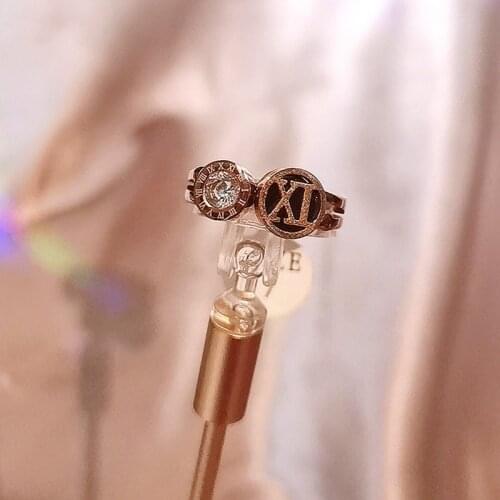 New 2020 Roman Numeral Circle Fashion Rose Gold Design Steel Titanium High Quality Shell Ring Size 6-9