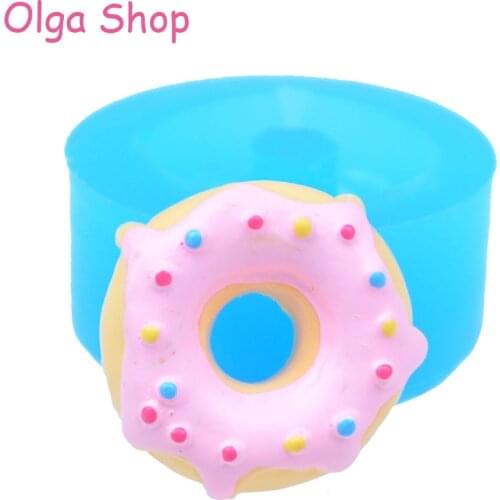 TYL005 20.2mm Donut / Doughnut with Sprinkles Silicone Push Mold Miniature Food, Fondant, Cupcake Topper, Candy, Soap, Resin Wax