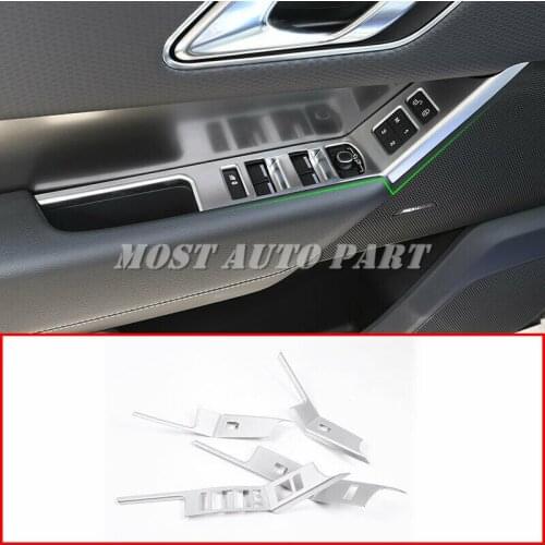 Carbon Fiber Look ABS Chrome Interior Door Window Lift Button Frame Cover Trim For Land Rover Range Rover Velar 2017-2019 LHD