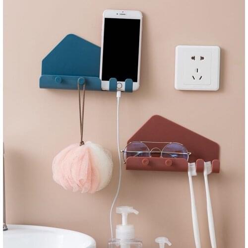 4 Colors Key Towel Hanger Holder Storage Wall Hook Rack DIY Organizer 4 Hooks Storage Shelf Hanging Hooks Wall Mount Home Decor