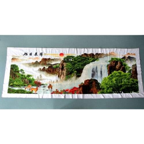 Cross Stitch finished / cross stitch landscape painting/Machine cross stitch finished - rising sun