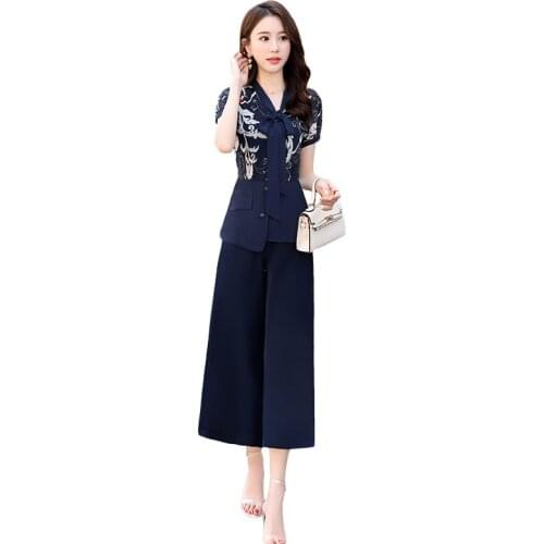 Haute couture Summer clothes 2 piece set women shirt with pants Women office clothing set high quality Free shipping K4671