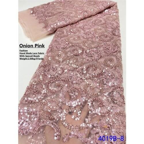 XIYA Latest Nigerian Tulle Lace Fabric 2021 High Quality Embroidery With Beads African Net Laces French Sequins Fabrics 4019B