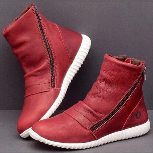 Womens shoes fashion all-match Martin boots flat bottom side zipper short boots female explosive style trend personality hot