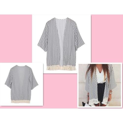 Blusas Summer Kimonos Women Geometric Printed Shirt Women Summer Cardigan Shawl Tassels Tops Party Blouse Woman Clothes Camisas