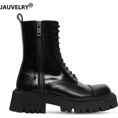 Autumn Women Boots Luxury Brand Designer Motorcycle Boots Side Zipper Platform Boots Chunky Ankle Boots for Women Punk Shoes