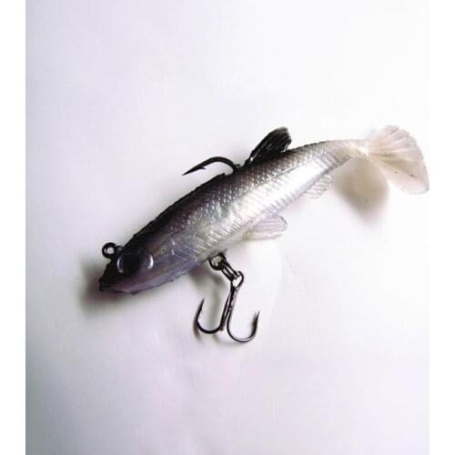 1pcs 14g/8cm Lead Head Fishing Lures Pike Soft Lure Treble Hook Artificial Bait Jig Bass Soft Fish T Tail Fish Perch Soft Bait