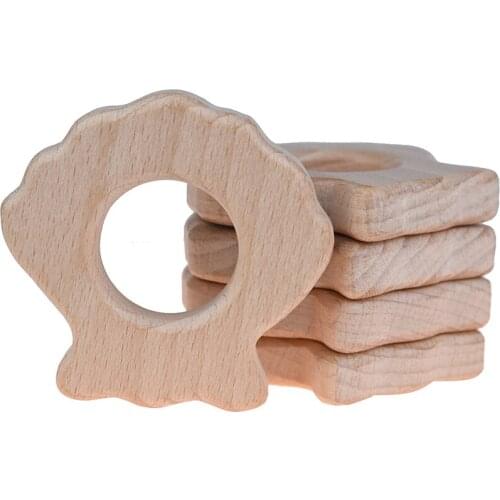 Mabochewing 1pcs Sea Shell Shape Beech Wood Chew Pendant Eco Friendly Natural Beech Wooden Baby Teethers