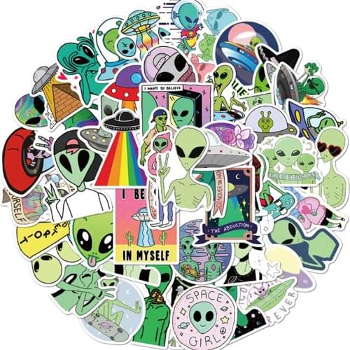 10/30/50 Pcs Cartoon Alien Suitcase Guitar Waterproof Graffiti Diary Computer Skateboard Toy Decoration Sticker Wholesale