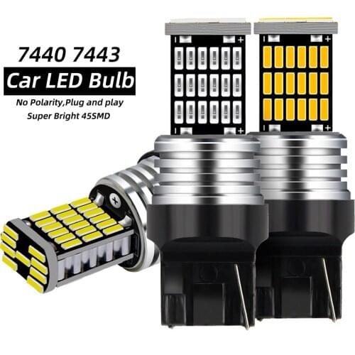 2X Canbus No Error T20 7440 7443 4014 45 SMD 3156 3157 Amber Red White Cars LED Bulbs Turn Signal Parking Reverse Backup Light