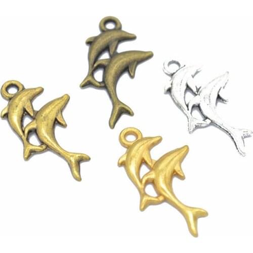 New 30pcs Fashion gifts vintage dolphin alloy charms DIY making bracelet necklace jewelry accessories Animal Pendant series