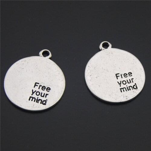 5PCS Tibetan Silver Color Message "Free Your Mind"Pendants Jewelry Making DIY Handmade Craft A2256