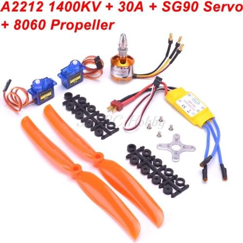 A2212 2212 1000KV / 1400KV / 2200KV Brushless Motor 30A / 40A ESC SG90 Micro Servo 6035 8060 Prop for RC Fixed Wing Helicopter