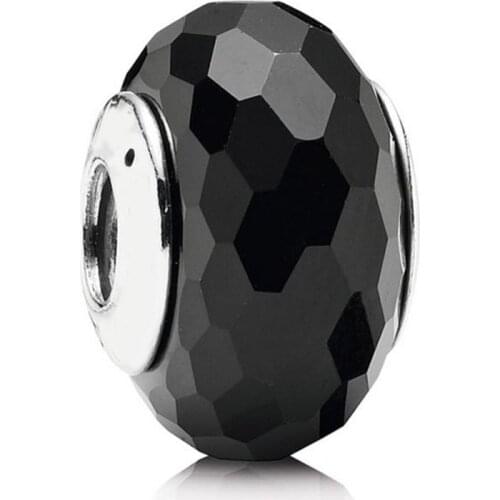 Authentic S925 Bead DIY Jewelry Murano Glass Charms fit Lady Bracelet BangleFascinating Black Charm Lady Gift