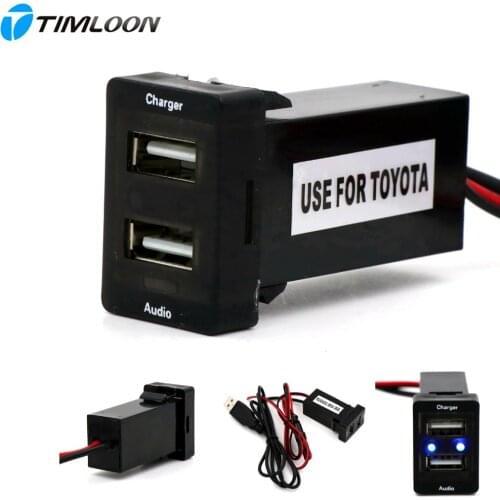 Car 5V 2.1A USB Interface Socket Charger and USB Audio input Socket use for TOYOTA,Camry,Corolla,Yaris,RAV4,Reiz,Land Cruiser