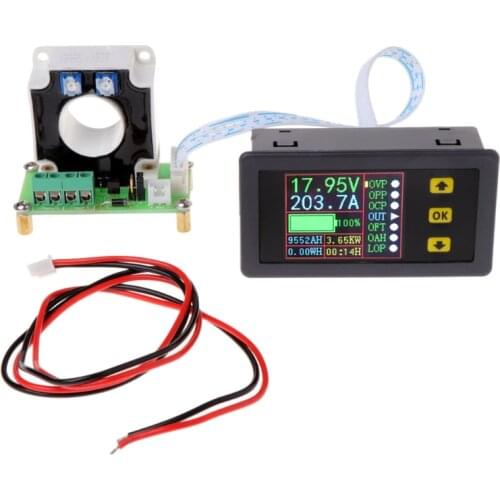 Digital Multimeter DC 0-90V 0-100A Voltmeter Ammeter Power Monitor w Hall Sensor Multifunctional Bidirectional Meter