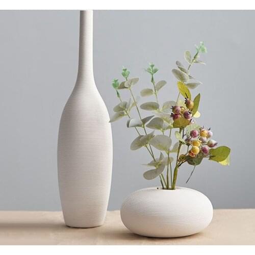 Living Room Table Decoration Flower Vase While Pocelain Vases Dry Flower Arrangement Bookcase Entrance Display Furnishings Gifts