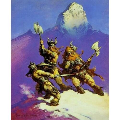 FRANK FRAZETTA FANTASY STILL IN PLASTIC RARE SNOW GIANTS Silk Cloth Poster Art Bedroom Decoration