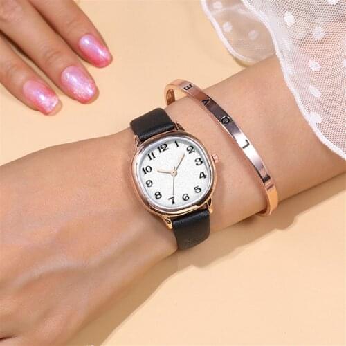Personality female student belt watch retro small square digital face quartz ladies watch
