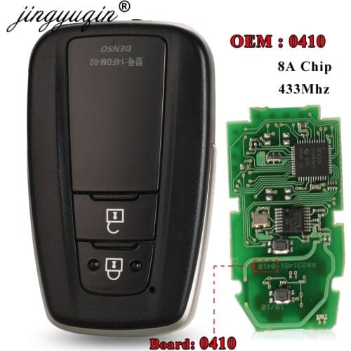 Jingyuqin 2 Buttons ASK 433MHz Smart Remote Key Fob 8A Chip for Toyota CHR C-HR IzoA 2018 2019 2020 Board No. 0410 Keyless Go