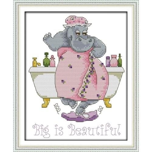 Joy Sunday Cross Stitch Kit Big Is Beautiful CuteCartoon Baby Room Decor Printed Fabric Pattern For Embroidery Counting Patterns