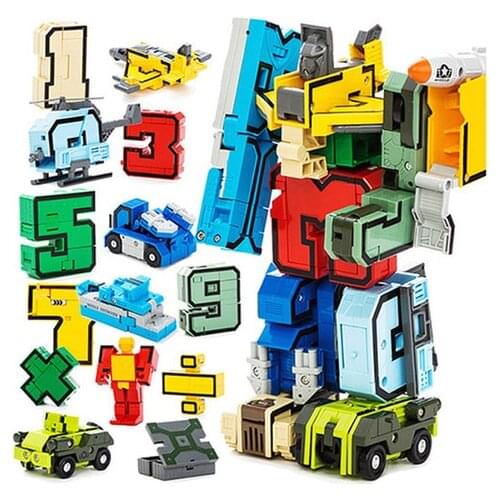 Creative Assembling Educational Blocks Action Figures Transformation Number Robot Deform Plane Car Birthday Gift Children Toys
