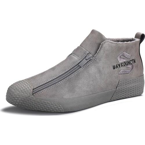 New Mens Winter Shoes Warm High Quality Snow Boots Leather With Fur Breathable High Ankle Shoes Light Sneakers