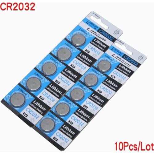 10pcs card 2032 CR2032 3V 220mAh lithium Button Coin Battery in Bulk for watches, toys, flashlights etc,computer BIOS,Calculator