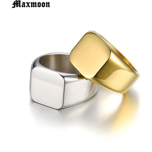 Maxmoon 316L Stainless Steel Rings Smooth Simple Wedding Rings for women man Gift high quality ring jewelry for engagement