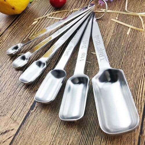 6pcs/SET kitchen Stainless Steel Measuring Spoons for Narrow Mouth Spice Jars Measuring Spoons Baking Cooking