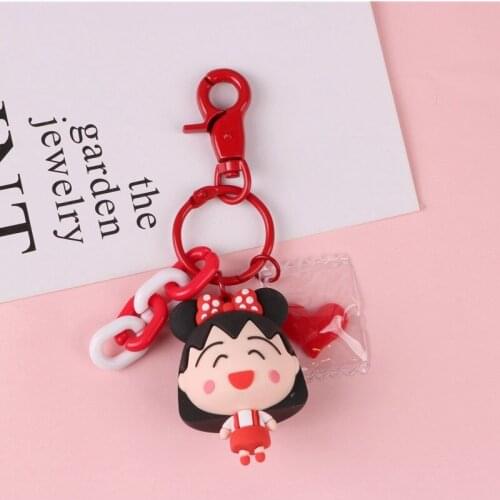 Fashion Epoxy Cute Sakura Momoko Doll Keychain Creative Cartoon Bow Car Key Chain Holder Bag Pendant Jewelry Small Gift Women