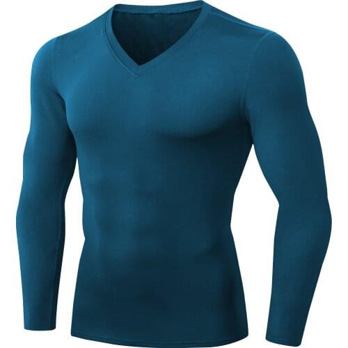 Fonoun Men PRO Sport Running T-shirts Plus Velvet Warm Fitness High Elasticity with Pockets Tight F01511