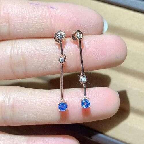 Natural Stone Sapphire Stud Earrings For Women Pure 925 Sterling Silver Fashion Jewelry Classic Flower Women Earrings