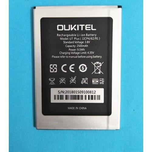 AZK NEW Oukitel U7 PLUS Battery 100% New 2500mAh Backup Battery Replacement For Oukitel U7 PLUS Mobile Phone