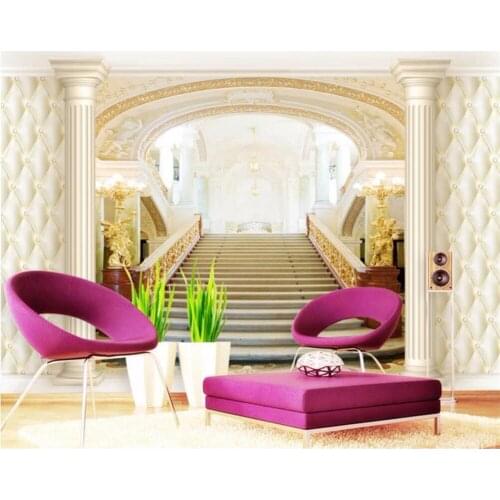 Beibehang Custom wallpaper Modern art painting style palace staircase Rome column living room sofa background 3d mural wallpaper