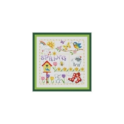 Natures charm-spring Needlework,For Embroidery,DIY 14CT Unprinted Arts Cross stitch kits Set Cross-Stitching Home Decor