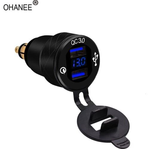 OHANEE Car Quick Charger QC3.0 Dual USB Cigarette Lighter for BMW LED Display Voltage 12-24V USB Adapter EU Standards Socket
