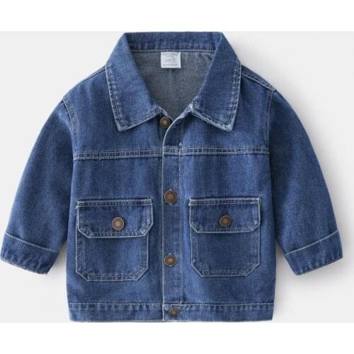 Autumn 2021 Boys Denim Coats New Fashion Children Clothes Long Sleeve Toddler Jackets 2-6 Years Old Spring Cotton Infants Outfit