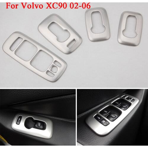 Stainless Steel Car Interior Door Armrest Window Switch Buttons Cover Trim for Volvo XC90 2002-2014 Accessories Car Styling