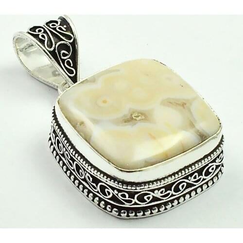 Ocean Jaspers Pendant Silver Overlay over Copper , 46 mm, P4808