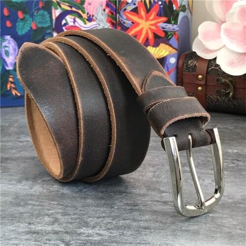 Vintage Mens Belt Metal Pin Belt Buckle Genuine Leather Belt Male Jeans Wide Belts For Men Ceinture Waist Belt Riem MBT0048