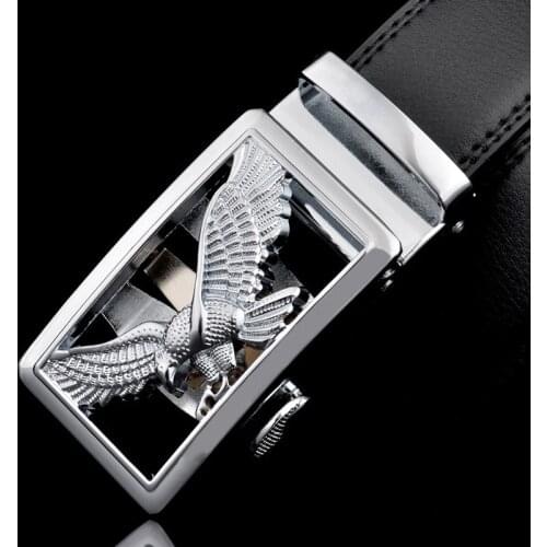 Eagle style mens belt mens automatic buckle leather belt business mens leather belt